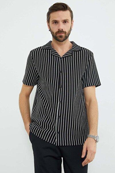 Fulla Moda Striped Corduroy Short Sleeve Shirt