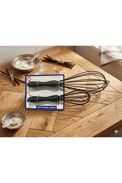Okumuş Home İVORY Silikon Çırpıcı 2'li Set Siyah Renk