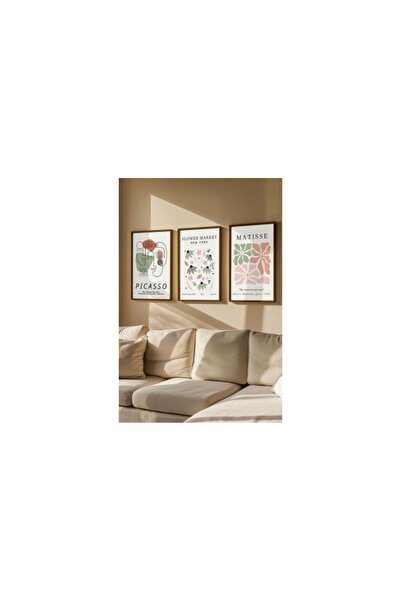 OEM Set de artă decorativă de perete Re-Bloom, 3 piese, lemn masiv/MDF, multi...