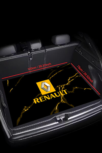 Dekoratif Renault Desenli Universal Araba Bagaj Halısı, Kaymaz Taban ve Makinede Yıkanabilir