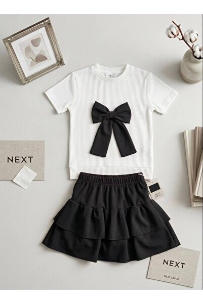 renkli diyar Girls' Skirt and Ribbon Set, April 23, Eid Collection