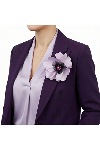 OEM Χειροποίητη Καρφίτσα Λουλουδιού Παπαρούνας σε Χρώμα Λιλά, από Υλικό Σατέν...