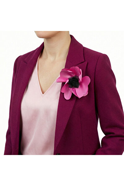OEM Χειροποίητη καρφίτσα σε σχήμα φούξια παπαρούνας, από σατέν ύφασμα, διάμετ...
