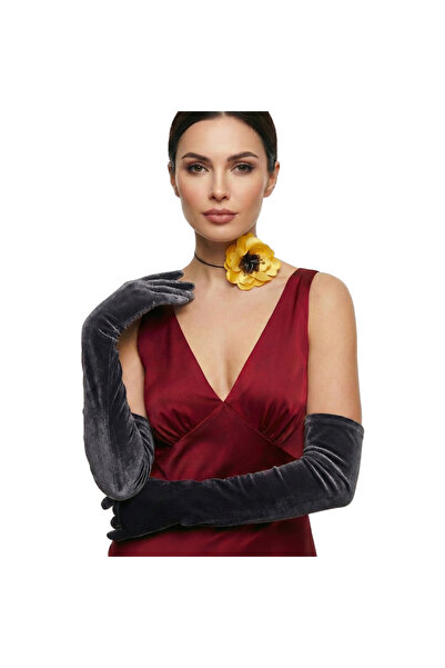 OEM Σταθερό κολιέ στο βάσιμο του λαιμού με μεγάλο κίτρινο λουλούδι και μαύρο ...