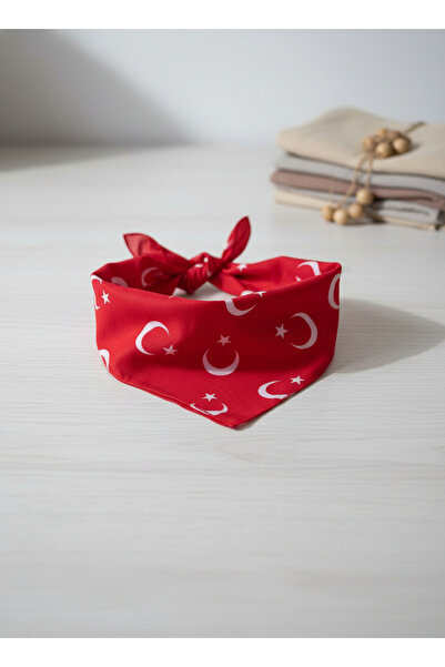 MYNAURA "Red Moon Star Patterned Turkish Flag Bandana – Unisex, Cotton, Hand ...
