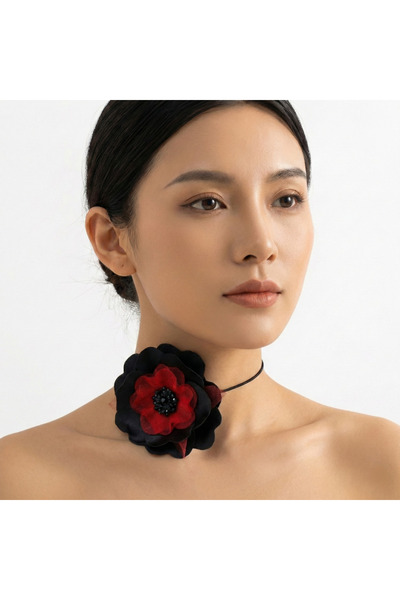 OEM Γυναικείο κολιέ που φοριέται στο βάσιμο του λαιμού με μεγάλο λουλούδι 13 ...