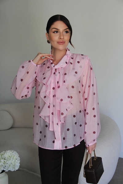 Julidress Πουά μπλούζα με λεπτομέρειες δεσίματος και βολάν