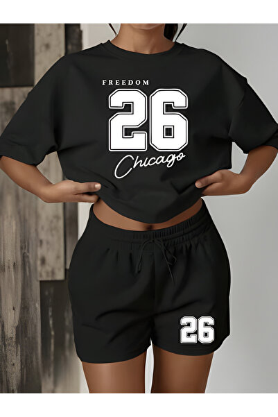 Marco Fresco Σετ μπλουζάκι και μαύρο σορτς oversized - Άνετη εφαρμογή