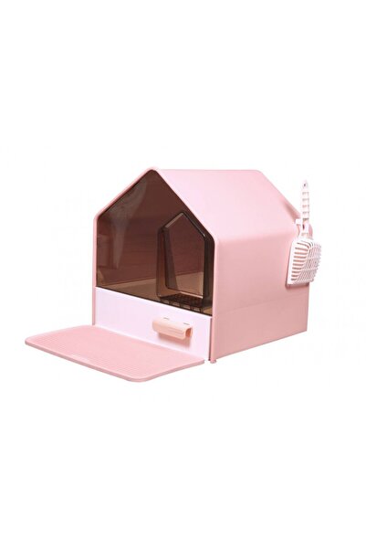 PETS HOME Lüks Villa Kapalı Kedi Tuvaleti Çekmeceli Paspaslı ve Kürekli Plast...