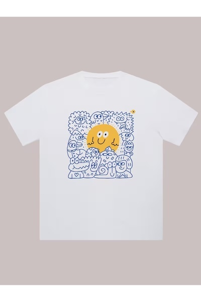 AEMİ Unisex Printed Oversized T-shirt με Κοντό Μανίκι