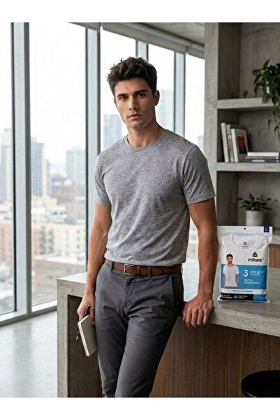 hikes Premium Crew Neck T-Shirt 3-Pack Navy, Black & Grey