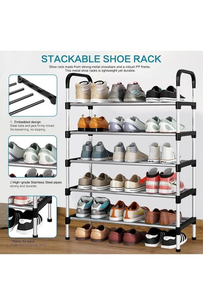 genernic SKY-TOUCH Shoe Rack, Shoes Cabinet Organizer, 5-Tier Shoe Storage with 5 Mesh Shelves, Freestanding