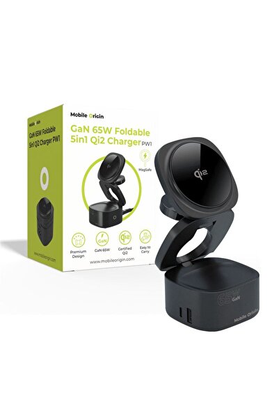 Mobile Origin 65W GaN 5 σε 1 Αναδιπλούμενος Φορτιστής Qi2 PW1