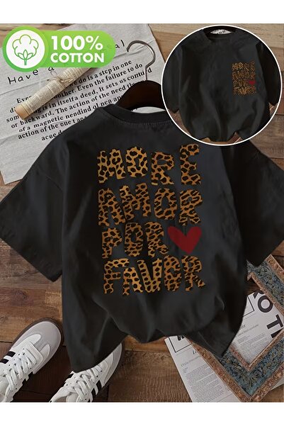 AEMİ Tricou oversize unisex More Amor Por Favor cu imprimeu cu guler rotund