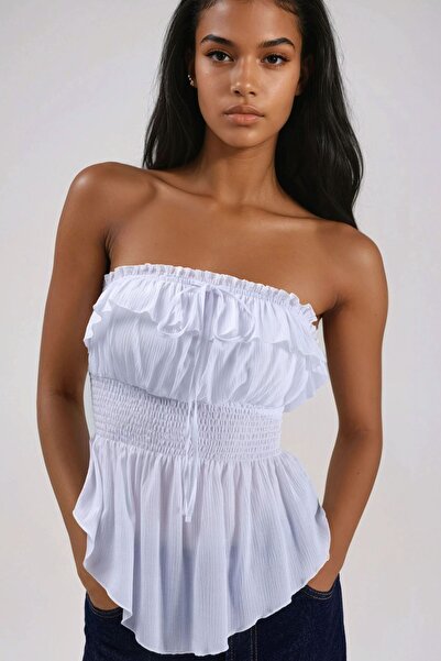 Hiccup Textured ruffle bandeau top