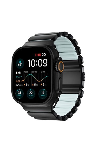 Nomad Στράτος Μπάντα Μαύρο Τιτάνιο Παγωμένο Μπλε Λάμψη FKM AW 45/46/49mm