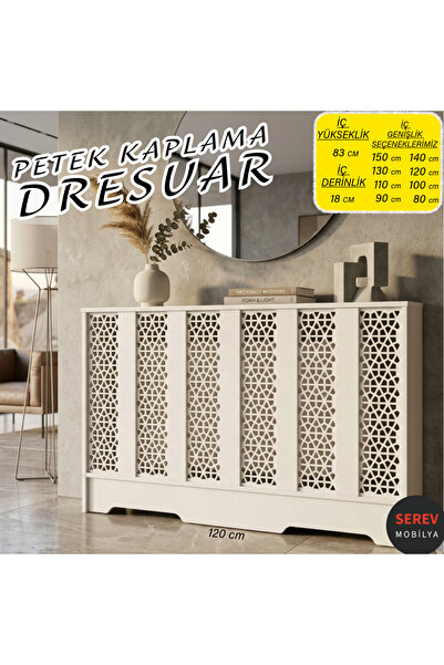 Serev Mobilya 120 cm Petek Kaplama Dresuar Şık Dekoratif. İç Ölçüler Gen:120 ...