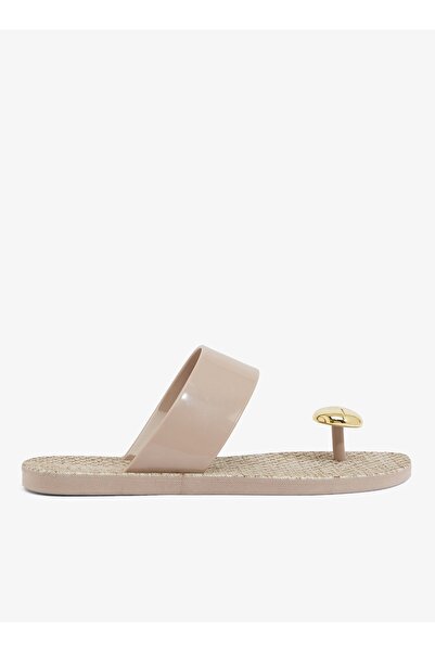 VOICES Look Sardenha Women's With Printed Sole Single Strap Sandals-Beige, si...