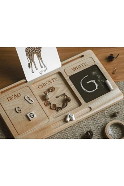 tiny wood Ahşap Öğrenme Tahtası | Montessori Eğitici Yazı Tahtası |