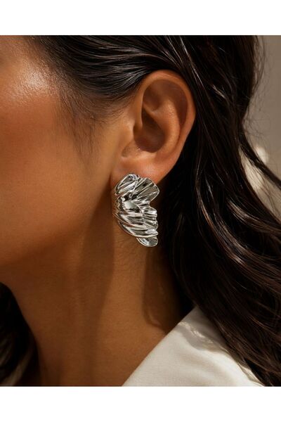 shop Half Leaf Silver Earrings