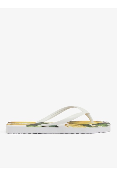 VOICES Slim Sicilia Women's Flip Flops With Square Shape Printed Sole-White, ...