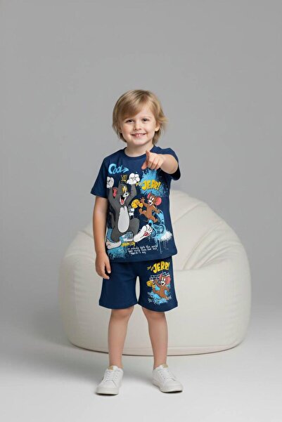 pebby BOY'S TOM AND JERRY CHARACTER PATTERNED SHORTS COMBIN SET