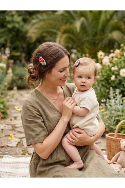 Hand Mother's Since 2024 Mother's Day Flower Embroidered Mother&Baby Organic ...