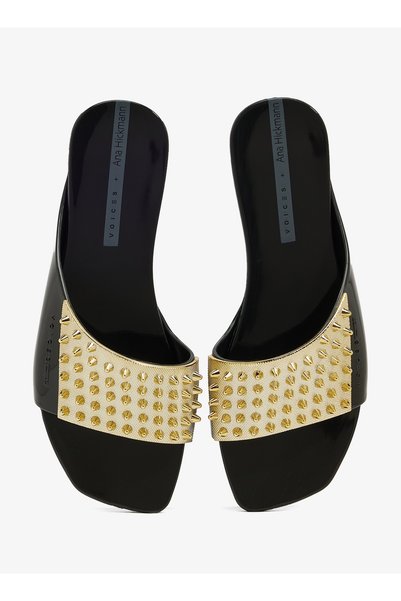 VOICES Avolto Punk 2K Women's Low Sandal With Metallic Stud Design-Black, size-40