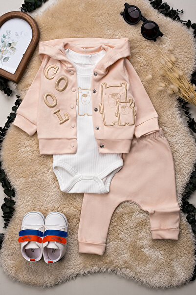 Hopy Kids 1029 Embroidered 100% Cotton Baby Boy 3-Piece Set 3-6-9 Months Comp...