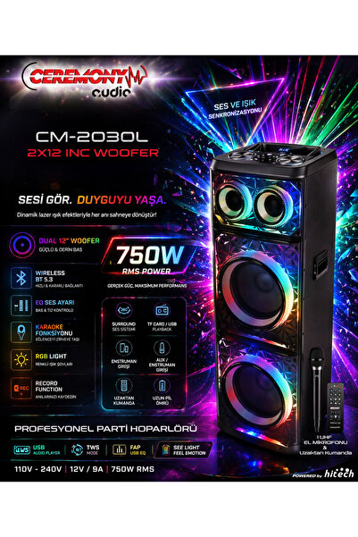 ceremony audio | CM-2030L | Profesyonel Portatif Bluetooth Hoparlör | Tws | 7...