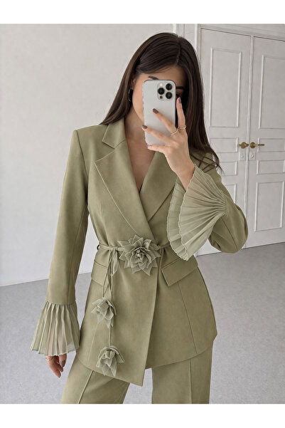 Ekim Store Σετ μπλέιζερ με λουλουδάτα δαντελωτά μανίκια από τούλι