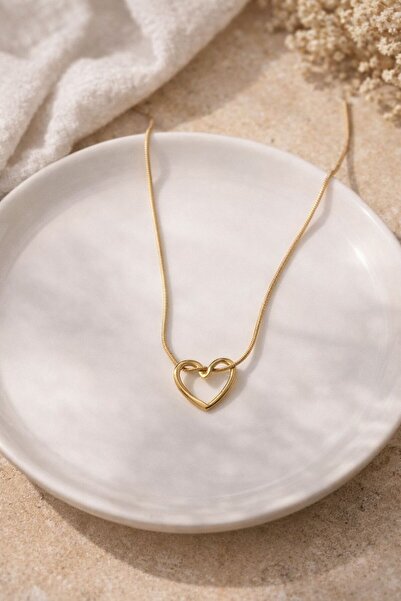 stainless steell Golden Love Kalp Kolye