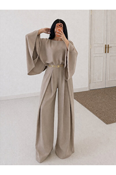 Ekim Store Σετ Παντελόνι και Μπλούζα Oversize με Μανίκια Νυχτερίδα