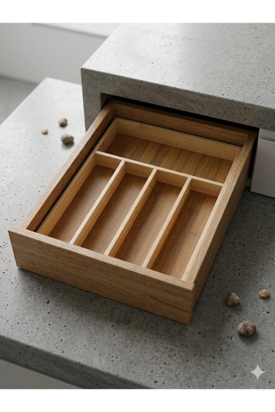 Edenza 35X24.5 cm Bamboo Cutlery Holder – Compartmentalized Drawer Organizer