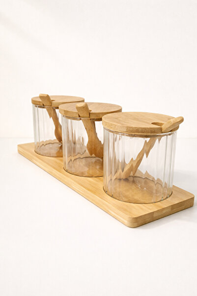 Mirilliahome 3-Piece Glass Spice Rack Set with Bamboo Lid, Spoon, and Stand -...