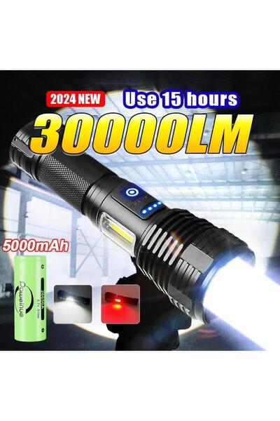 Munico Yüksek Güçlü Güç Led El Fenerleri 5000mAh El Feneri COB Lambası Şarj E...