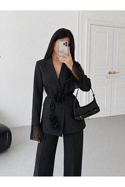 Ekim Store Σετ μπλέιζερ με λουλουδάτα δαντελωτά μανίκια από τούλι