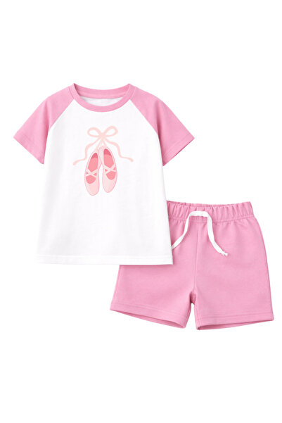 MARKOLL Κοριτσίστικο Σετ Ροζ Σορτς – Καλοκαιρινό Σετ 2 τεμαχίων με Μανίκια Ρα...