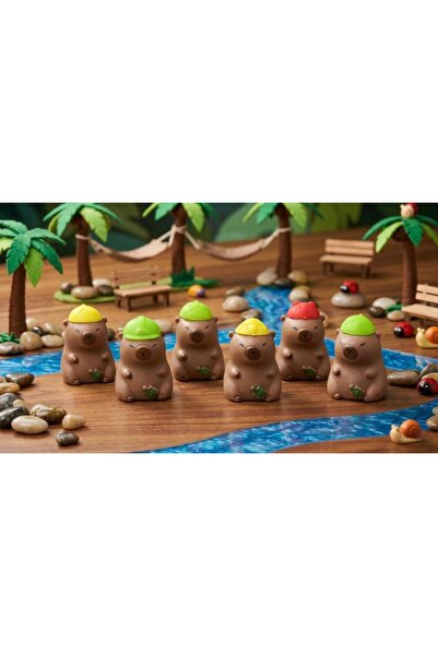 Tıfıl Toys Renkli Şapkalı Sevimli Kapibara Figür Seti 2’li Dekoratif Mini Oyu...