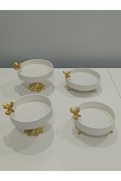 PARILTI HOME COLLECTİON طقم من 4 قطع من البورسلين على شكل فراشة وديزي، طبق تق...