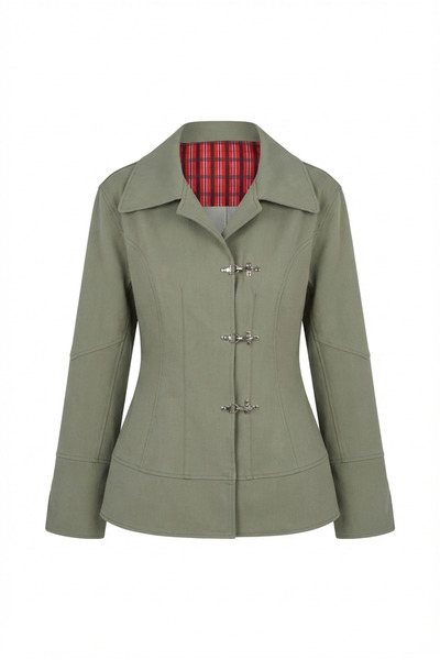 HAZELANNA Kancalı Haki Ceket