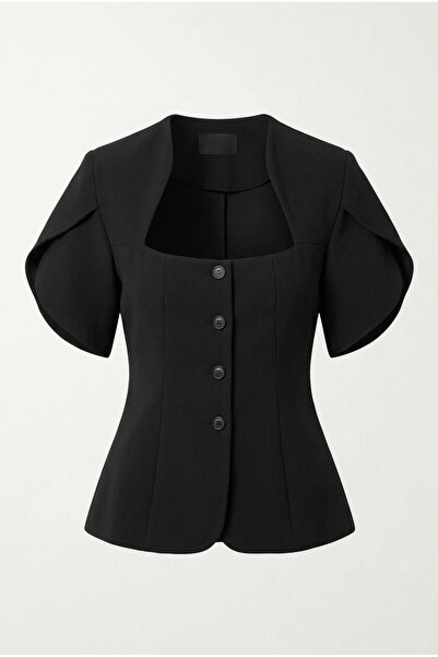 HAZELANNA Μαύρη μπλούζα με κουμπιά