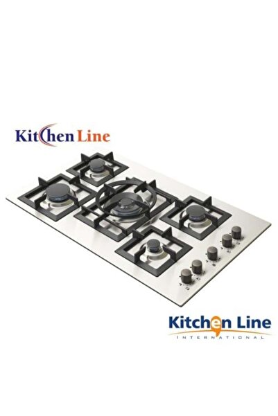 Kitchen Line موقد غاز 90 سم - 5 شعلات منفصلة مع شعلة ثلاثية مركزية، تحكم جانب...