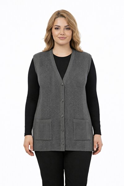 Uludağ Triko Γυναικείο πλεκτό γιλέκο Mother με ανάγλυφο σχέδιο BGL-ST05302