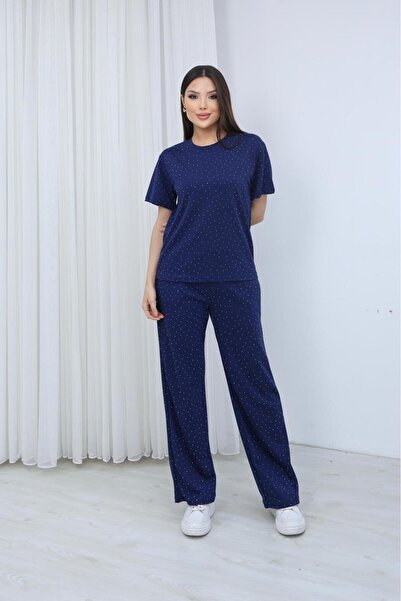 OTAKU Modal Fabric Stone Embroidered Comfortable Fit Summer Casual Women's Set