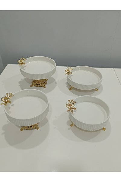 PARILTI HOME COLLECTİON طقم من 4 قطع من البورسلين على شكل فراشة وديزي، طبق تق...