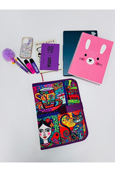 MORA BAG Tablet/ Kitap/Laptop Çantası 14 İnç - Frida Desen/ Mor