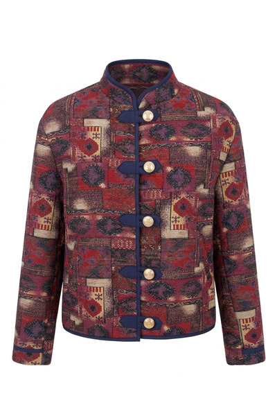 HAZELANNA Gold Buttoned Patterned Jacket
