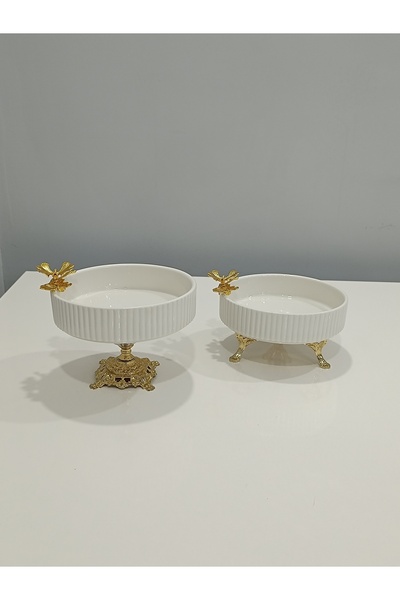 PARILTI HOME COLLECTİON طقم من 2 قطعة من البورسلين على شكل فراشة وزهرة الأقحو...
