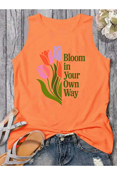 SUNFREE LALE Εμπριμέ μπλουζάκι με λαιμόκοψη ποδηλάτου, αμάνικο, καλοκαιρινό, ...